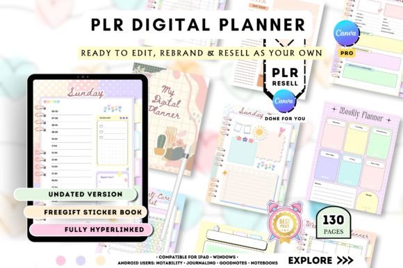 Download PLR Resell Canva Undated Digital Planner - Premium Bundle